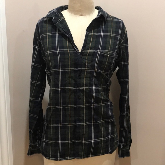 Zara Tops | Zara Green Plaid Button Up Blouse | Poshmark